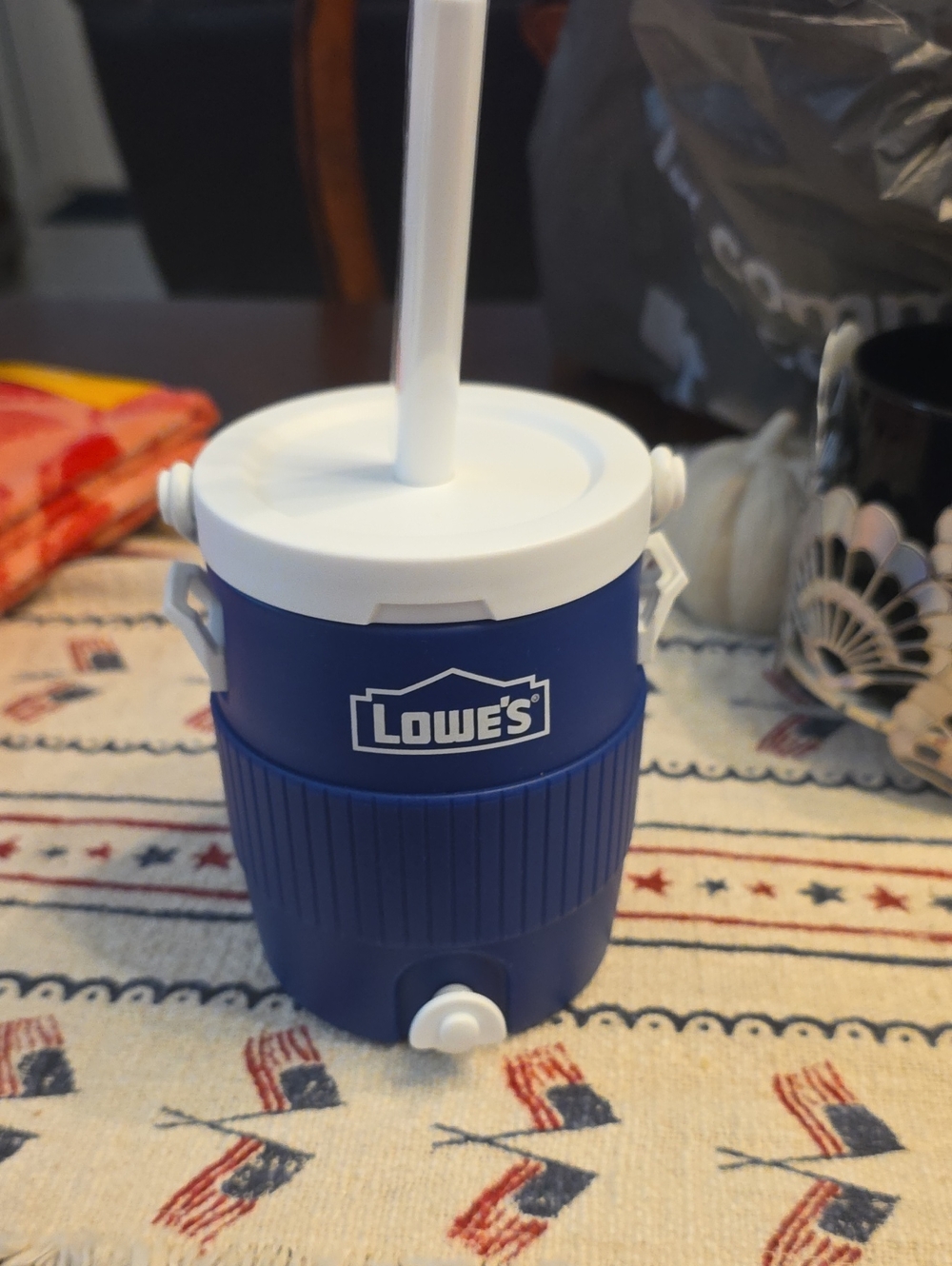 LOWES Blue Beverage Cooler Jug with White Lid
